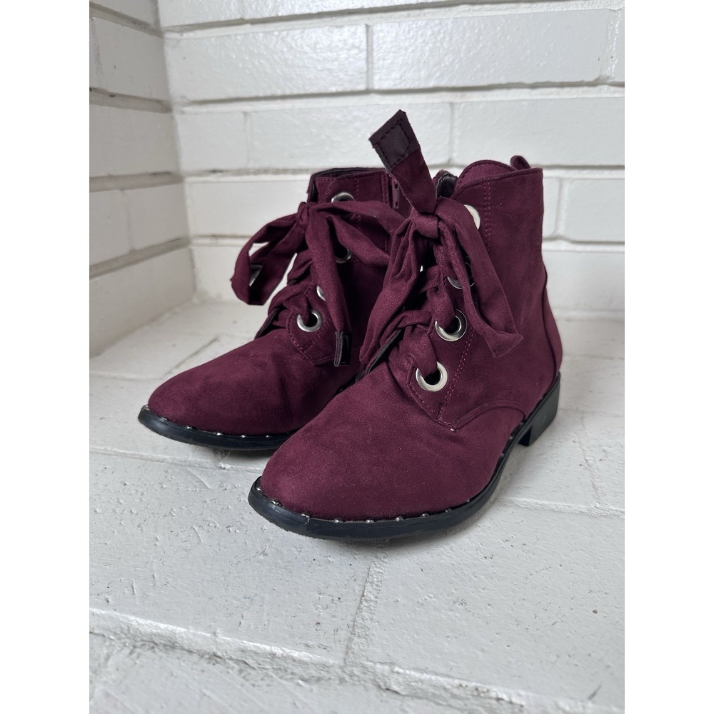Blue Suede Size 7 Burgundy Lace Up Ankle Boots Princess & the Pauper Style